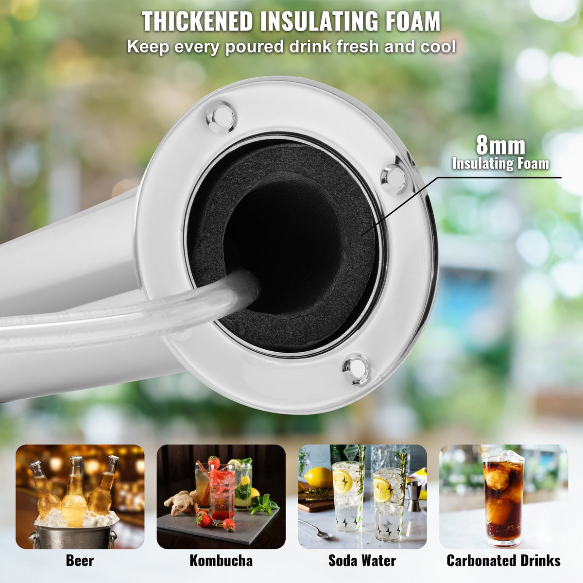 Dual Tap Draft Beer Tower Stainless Steel Kegerator Tower Kit with Faucets
