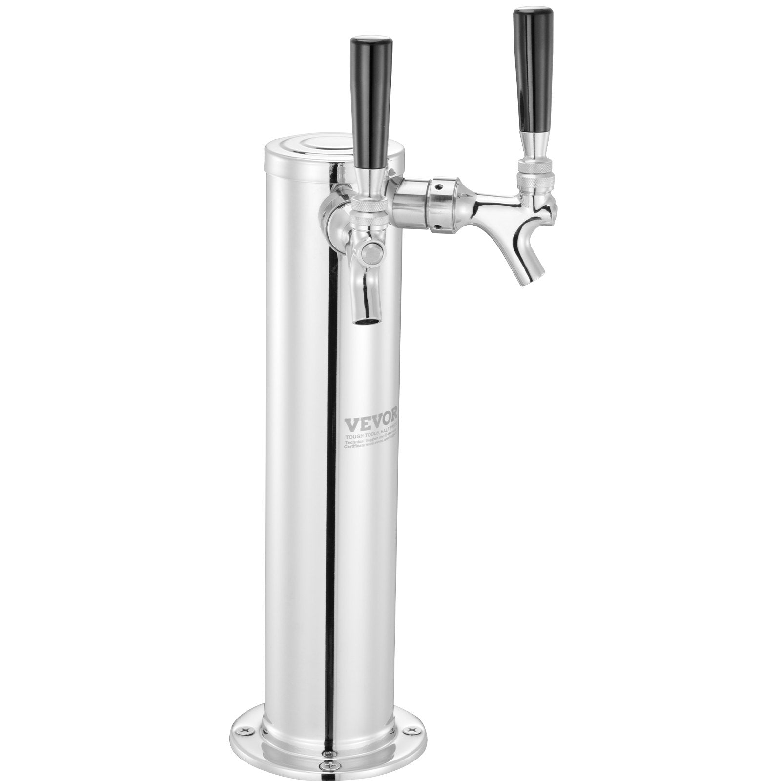 Dual Tap Draft Beer Tower Stainless Steel Kegerator Tower Kit with Faucets