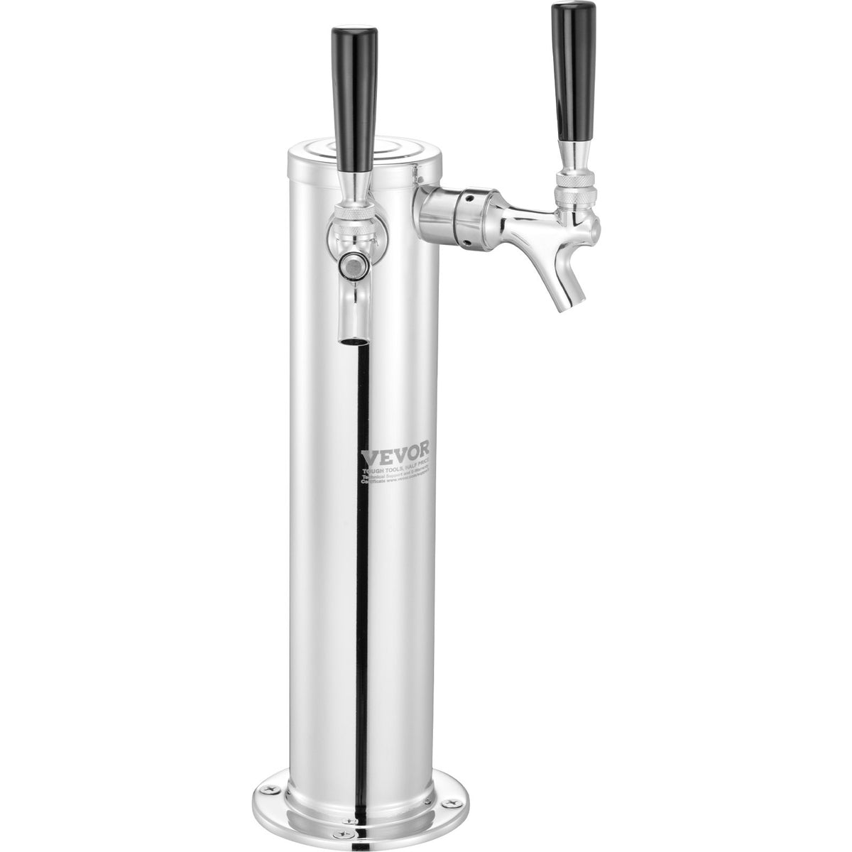 Dual Tap Draft Beer Tower Stainless Steel Kegerator Tower Kit with Faucets