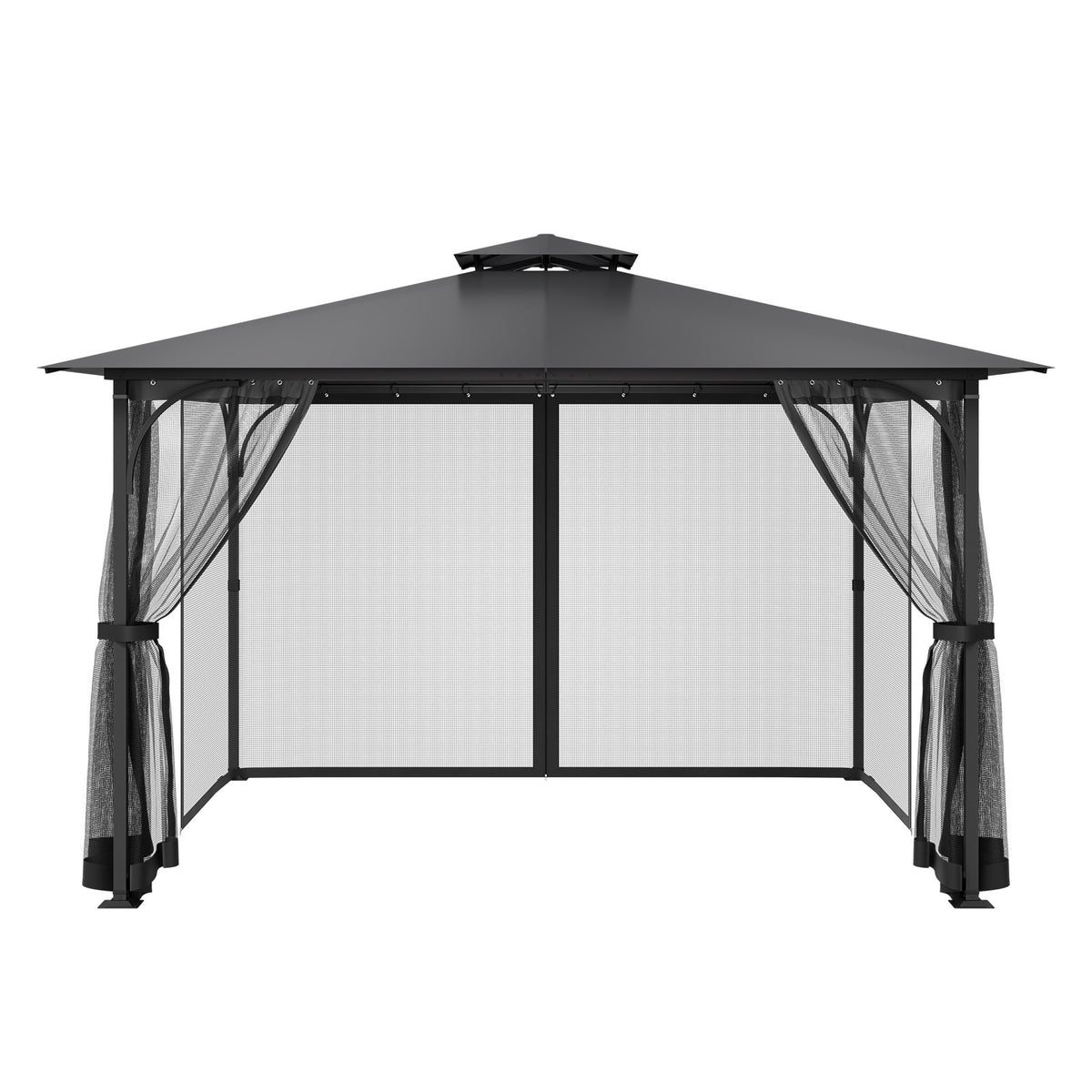 Gazebo Netting Replacement 12x12x7.5FT Outdoor 4-Panel Mesh Curtain Zipper