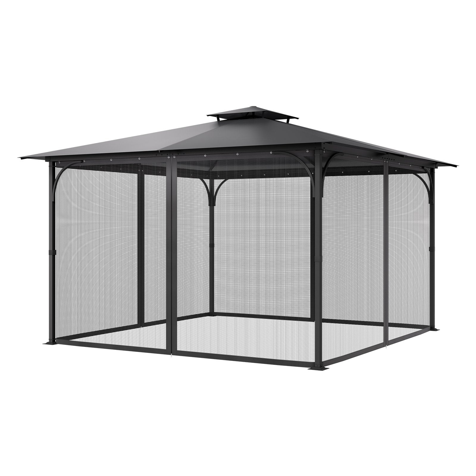 Gazebo Netting Replacement 12x12x7.5FT Outdoor 4-Panel Mesh Curtain Zipper