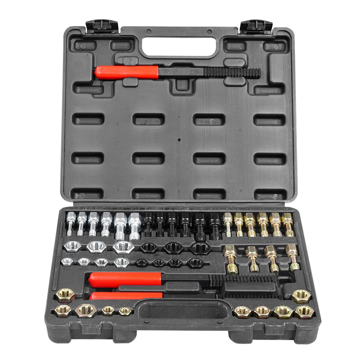 Thread Chaser Set 49-Piece UNC UNF Metric 22 Taps 24 Dies 3 Thread Files Case