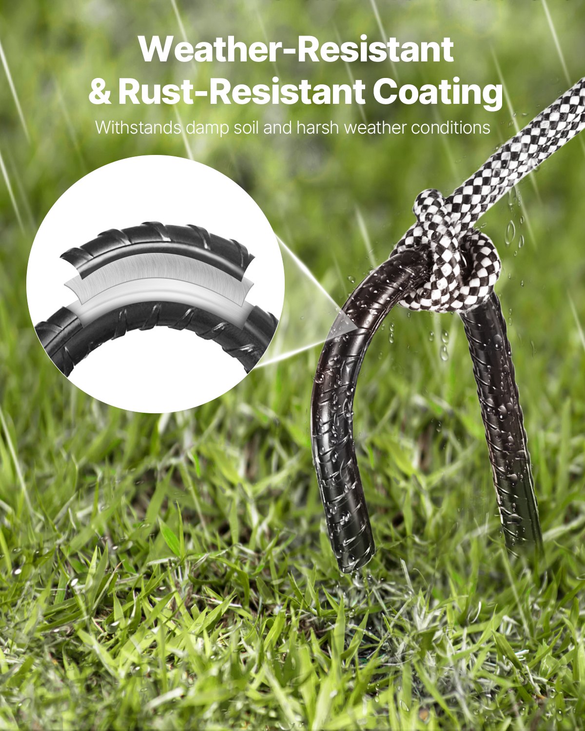 Rebar Stakes Galvanized Steel J Hook Ground Anchors 24-Pack 406.4mm