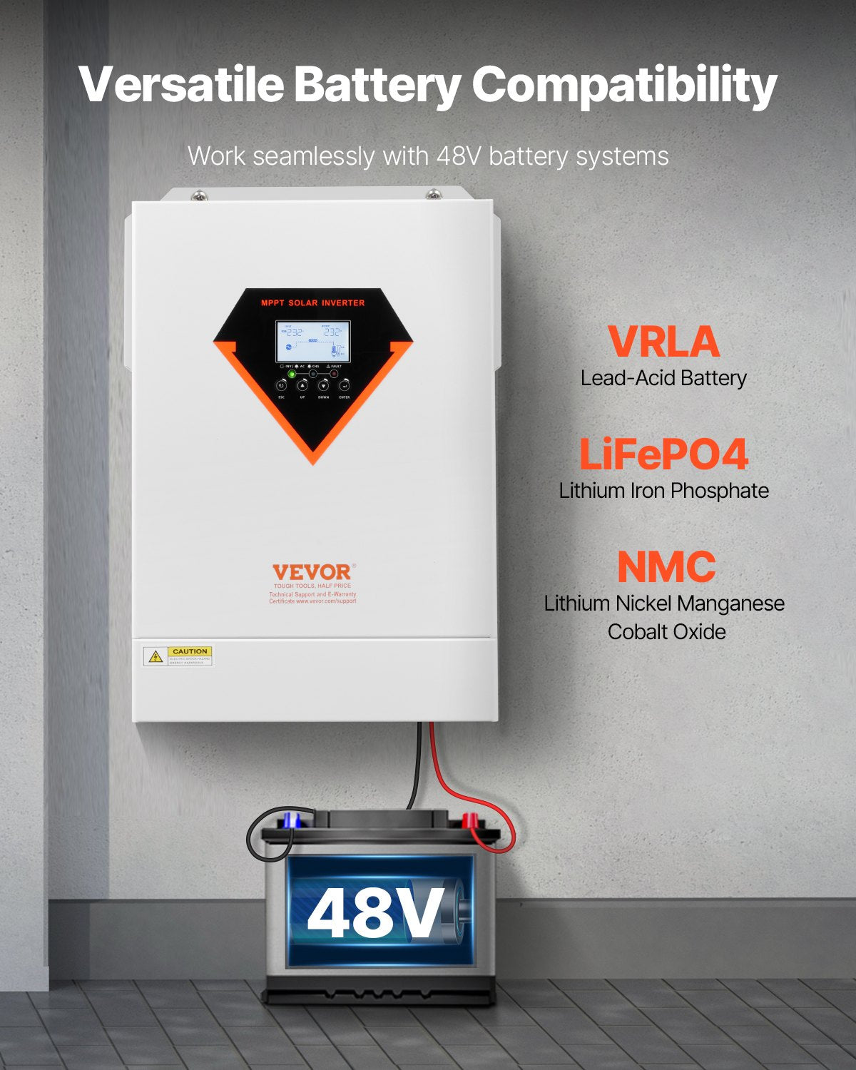 Hybrid Solar Inverter 6000W Pure Sine Wave with 120A MPPT Charger Controller