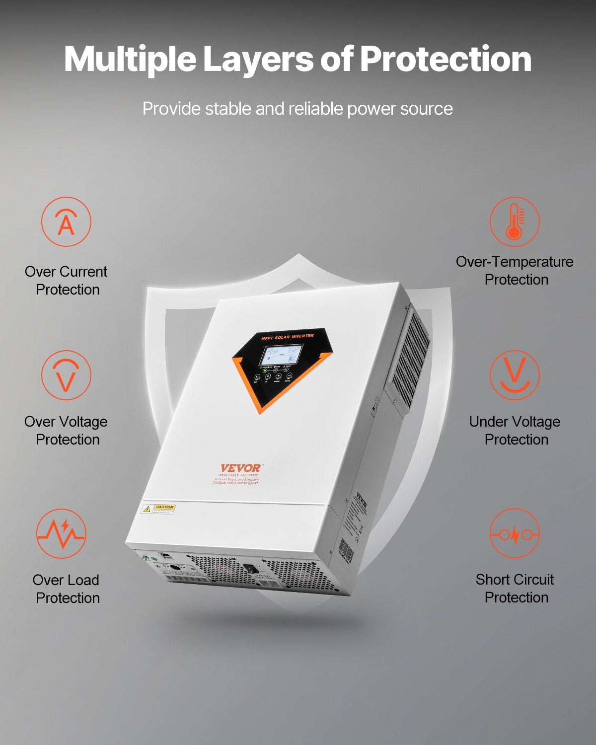 Hybrid Solar Inverter 6000W Pure Sine Wave with 120A MPPT Charger Controller