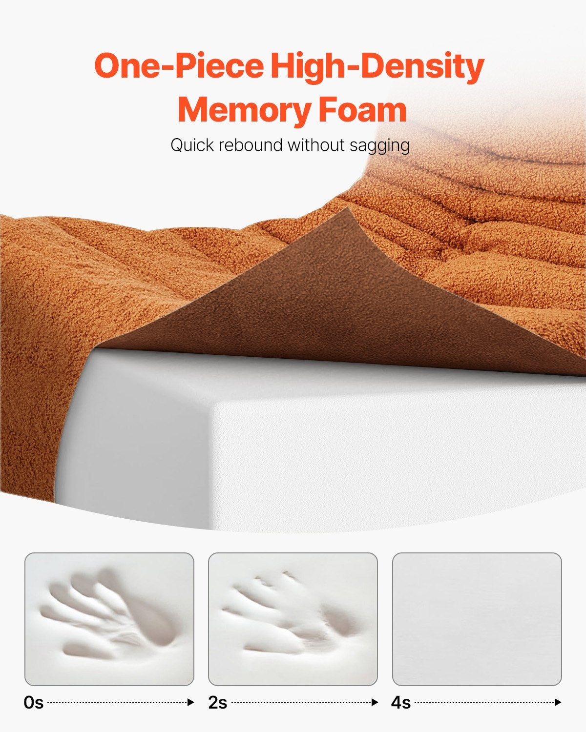 Bean Bag Chair L-Shaped Memory Foam with Soft Armrests & Storage Pocket Brown