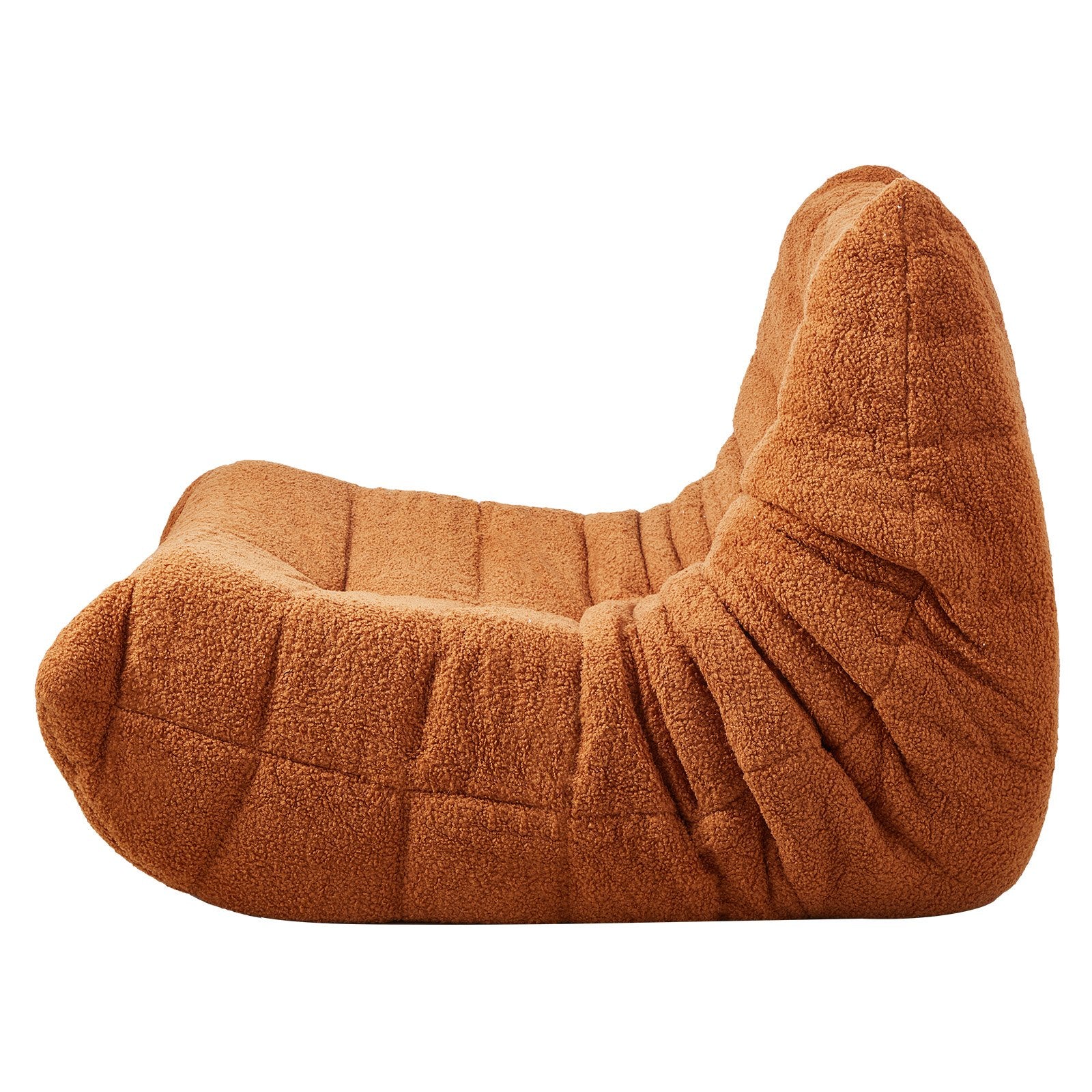 Bean Bag Chair L-Shaped Memory Foam with Soft Armrests & Storage Pocket Brown