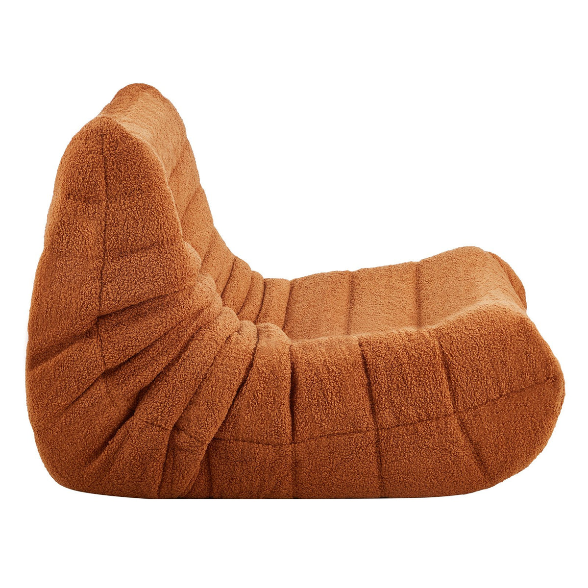 Bean Bag Chair L-Shaped Memory Foam with Soft Armrests & Storage Pocket Brown