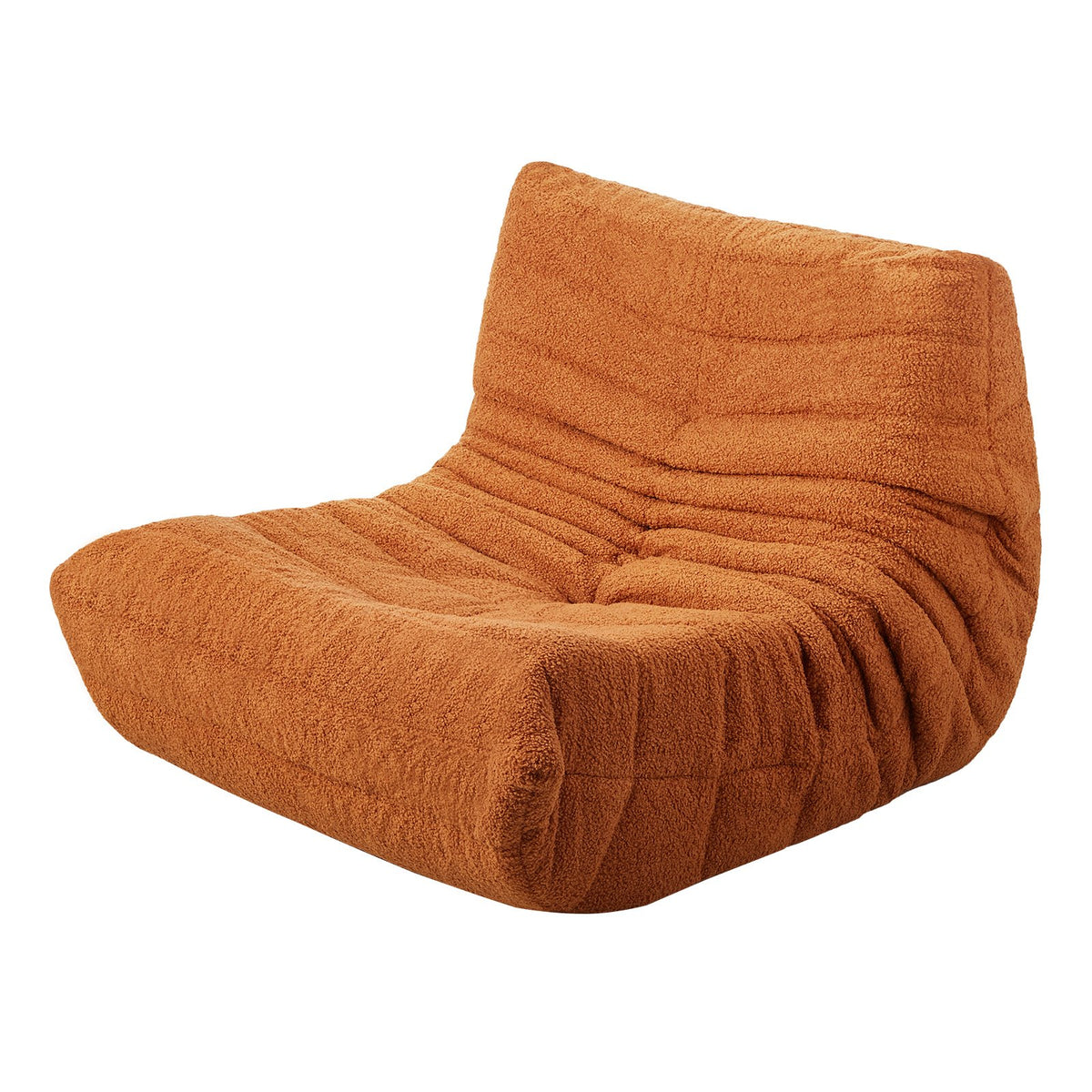 Bean Bag Chair L-Shaped Memory Foam with Soft Armrests & Storage Pocket Brown