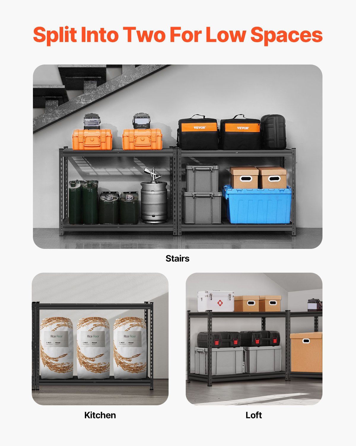 Storage Shelves 1089 kg 4-Tier Heavy Duty Garage Adjustable Metal Shelving Unit