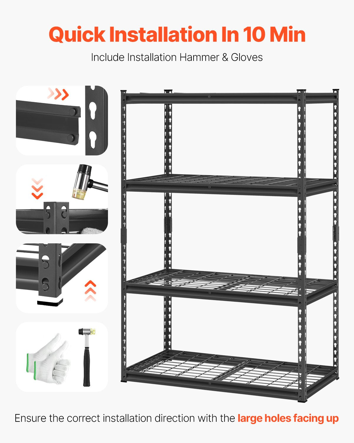 Storage Shelves 1089 kg 4-Tier Heavy Duty Garage Adjustable Metal Shelving Unit