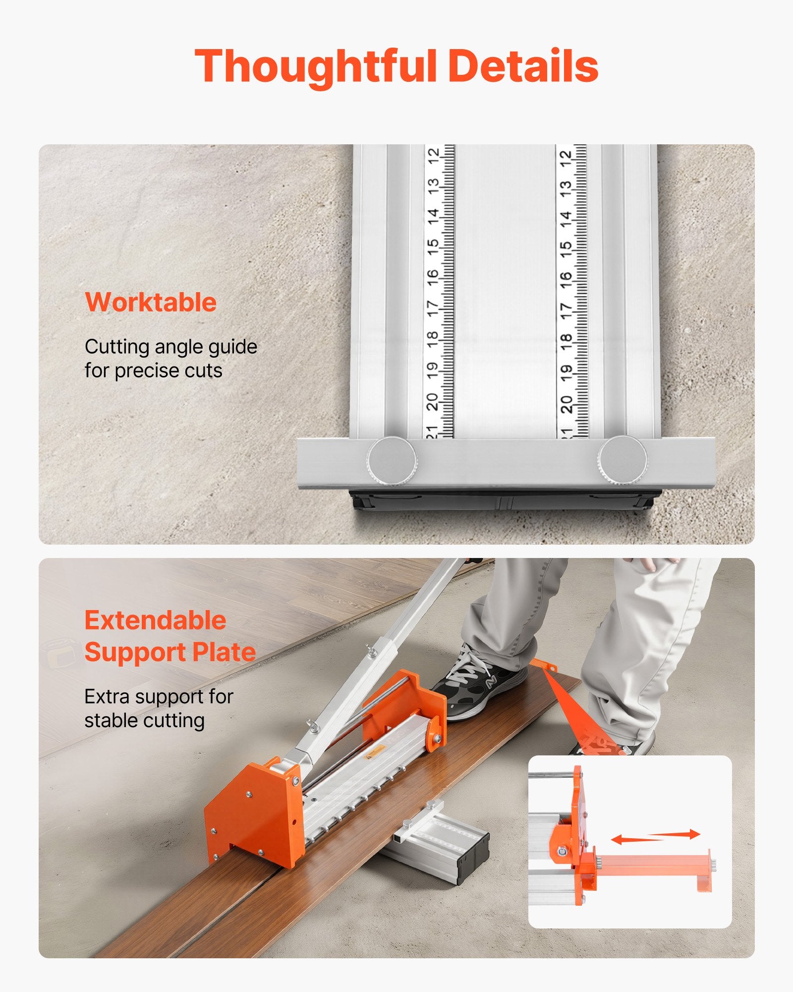 304.8mm Vinyl Floor Cutter 12mm Laminate with Aluminum Lever Telescoping Support
