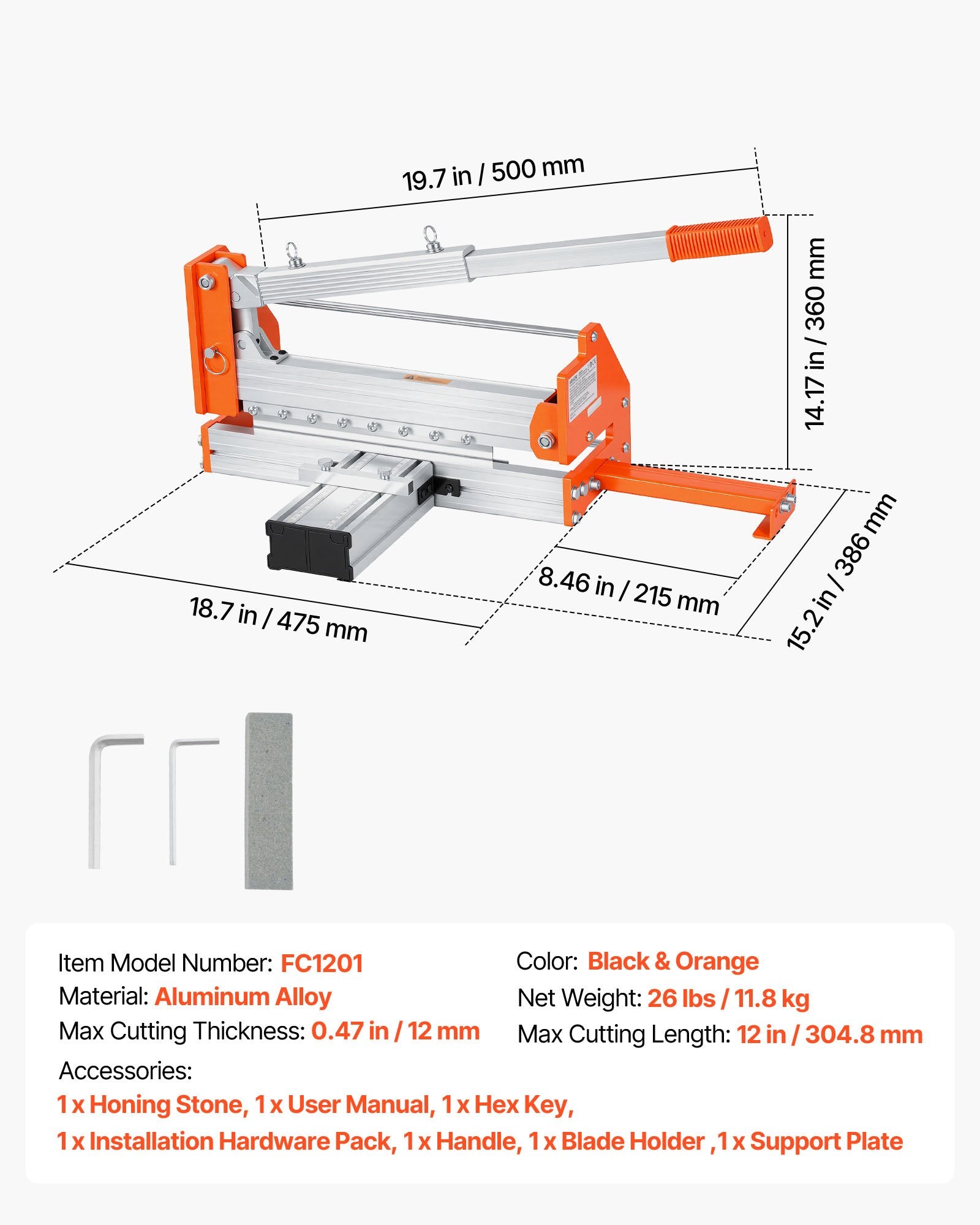 304.8mm Vinyl Floor Cutter 12mm Laminate with Aluminum Lever Telescoping Support