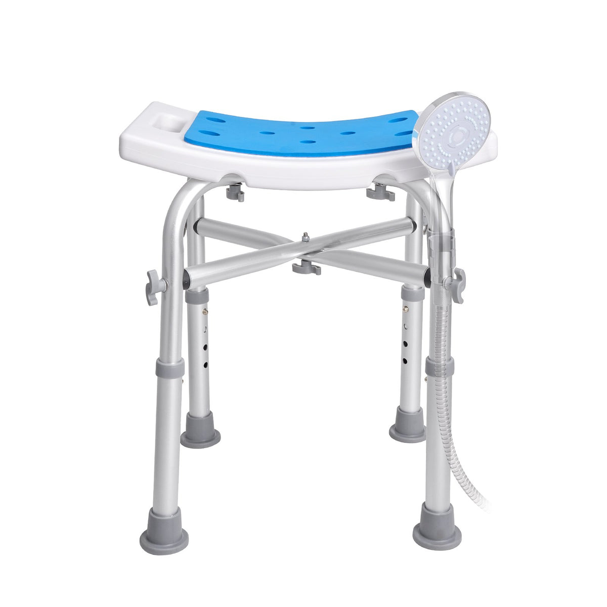 Shower Chair Adjustable Height Stool with Crossbar Non-Slip Bath Seat 226.8kg