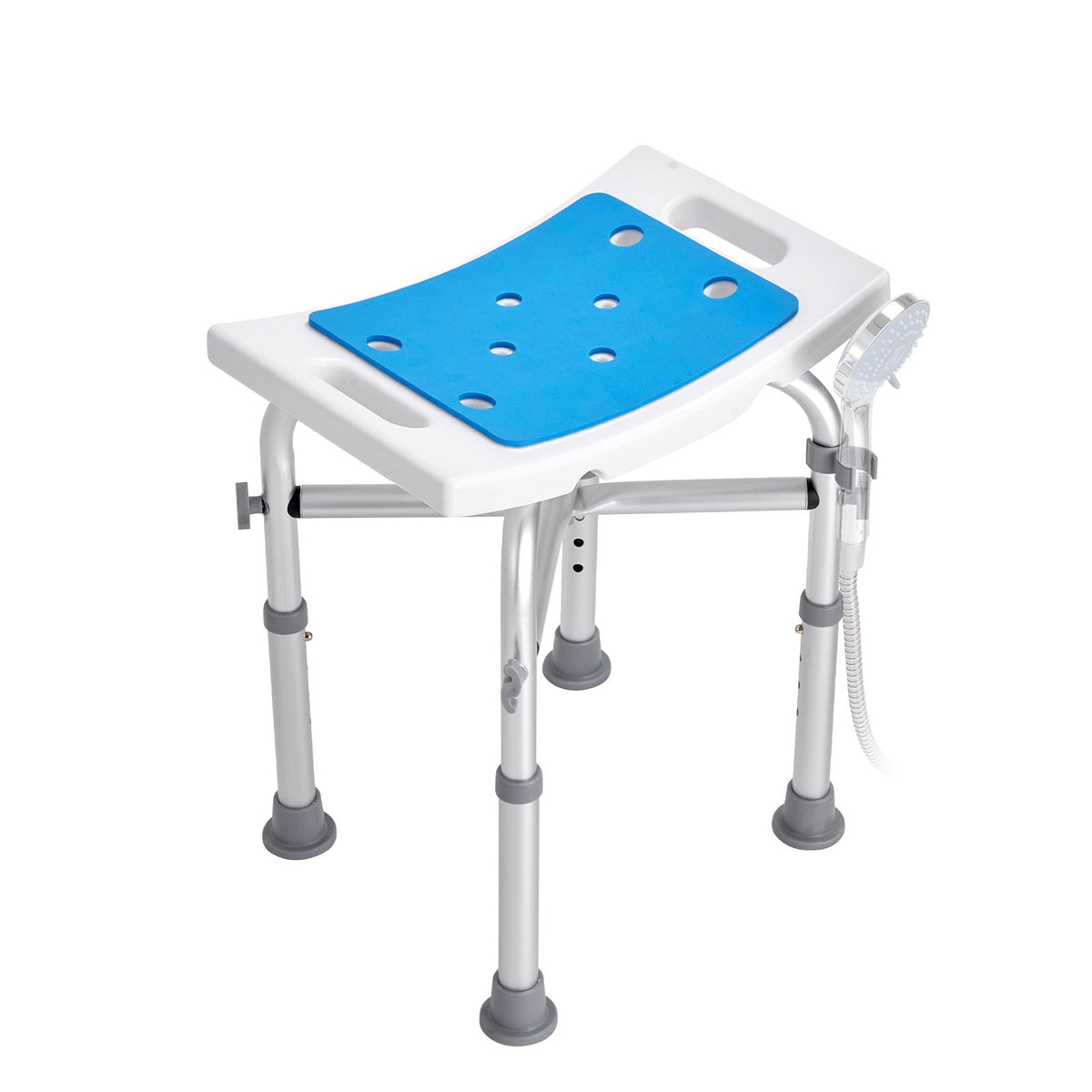Shower Chair Adjustable Height Stool with Crossbar Non-Slip Bath Seat 226.8kg