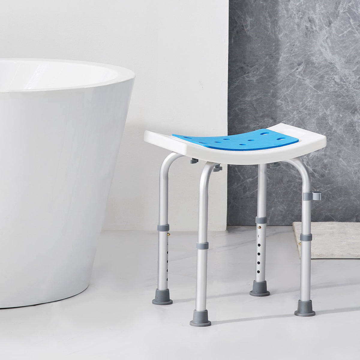 Adjustable Shower Chair with Handles Non-Slip Bath Stool 350lbs Capacity