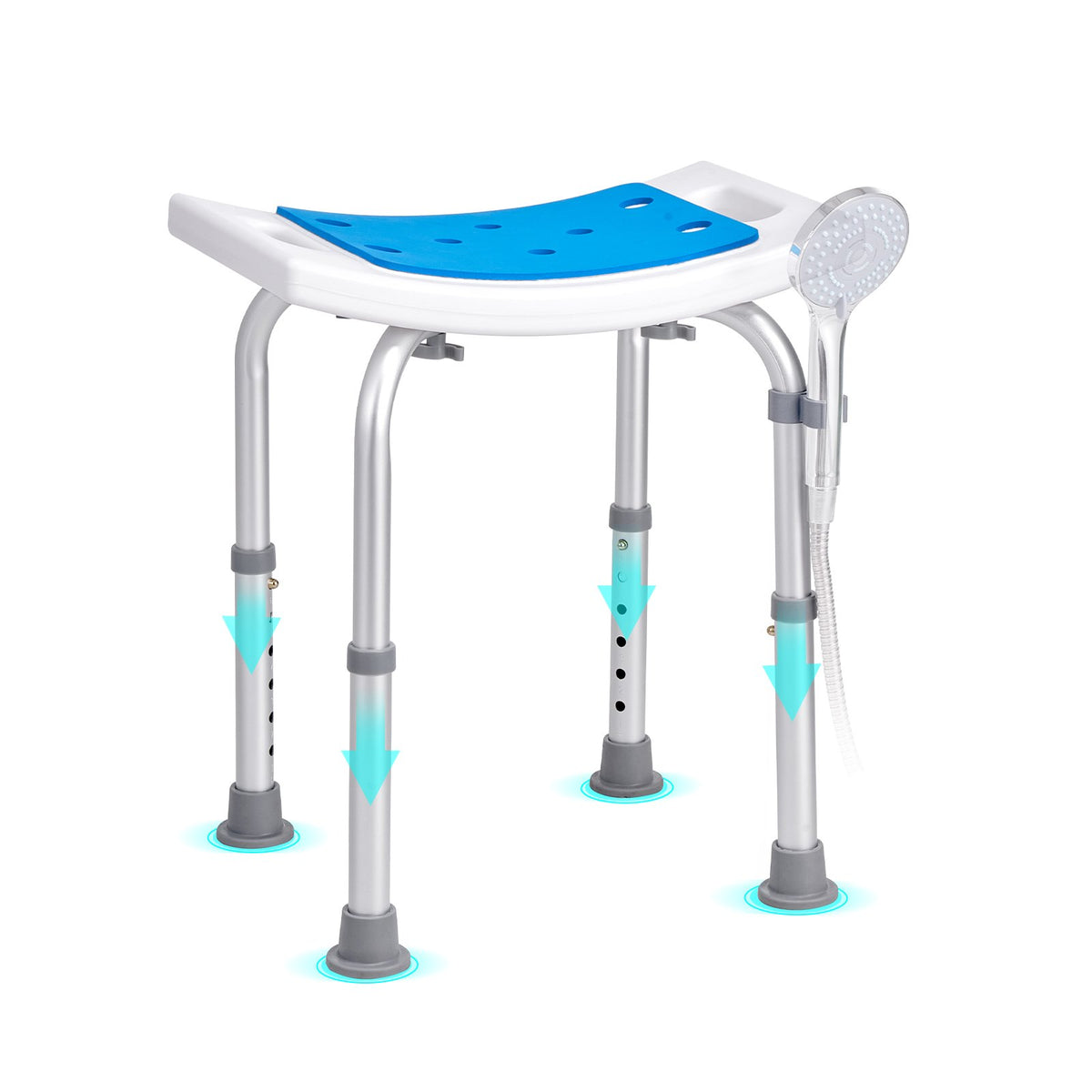 Adjustable Shower Chair with Handles Non-Slip Bath Stool 350lbs Capacity