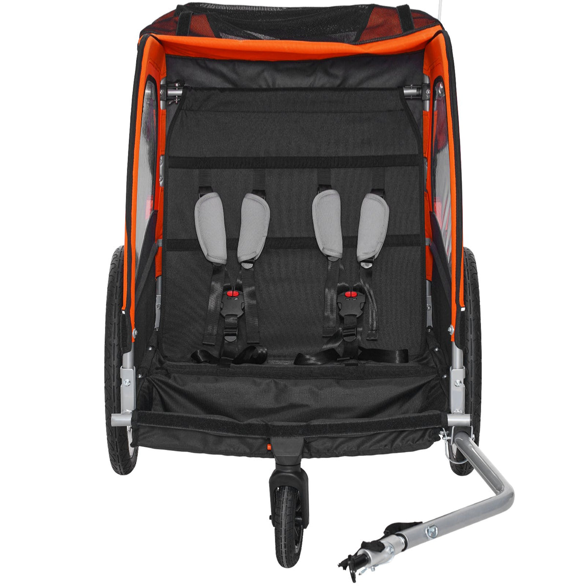 2-in-1 Kids Bike Trailer Stroller Double Seat 45 kg