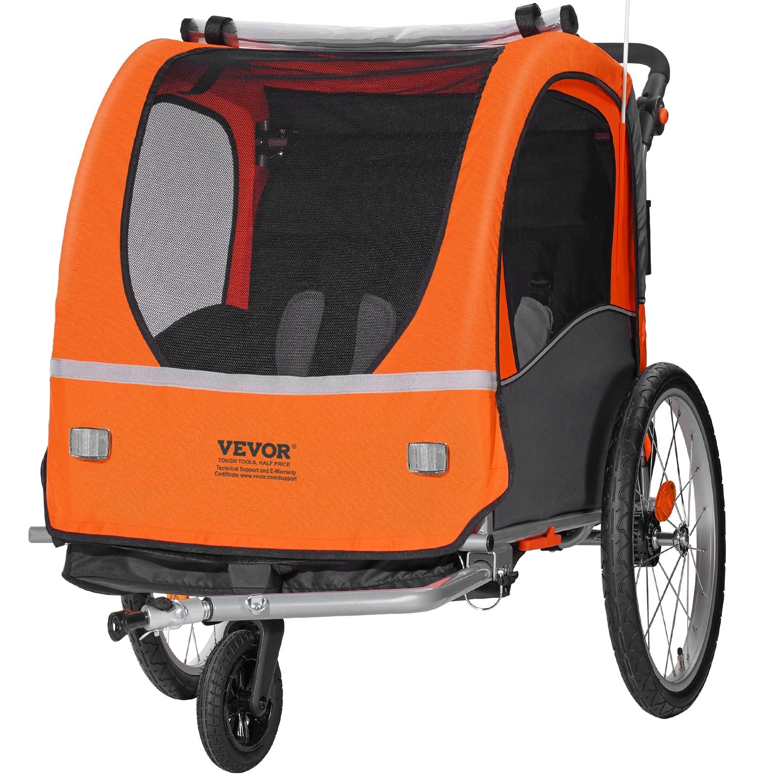 2-in-1 Kids Bike Trailer Stroller Double Seat 45 kg