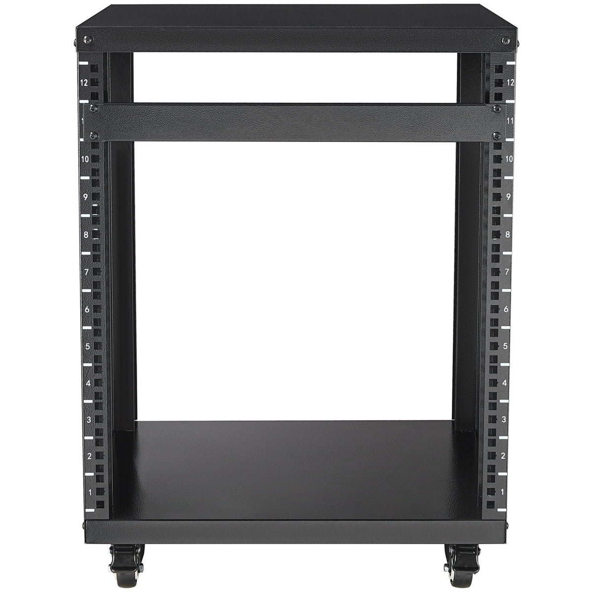 12U AV Rack Stand 136kg Lockable Casters Vent for 482.6mm Audio Video Equipment
