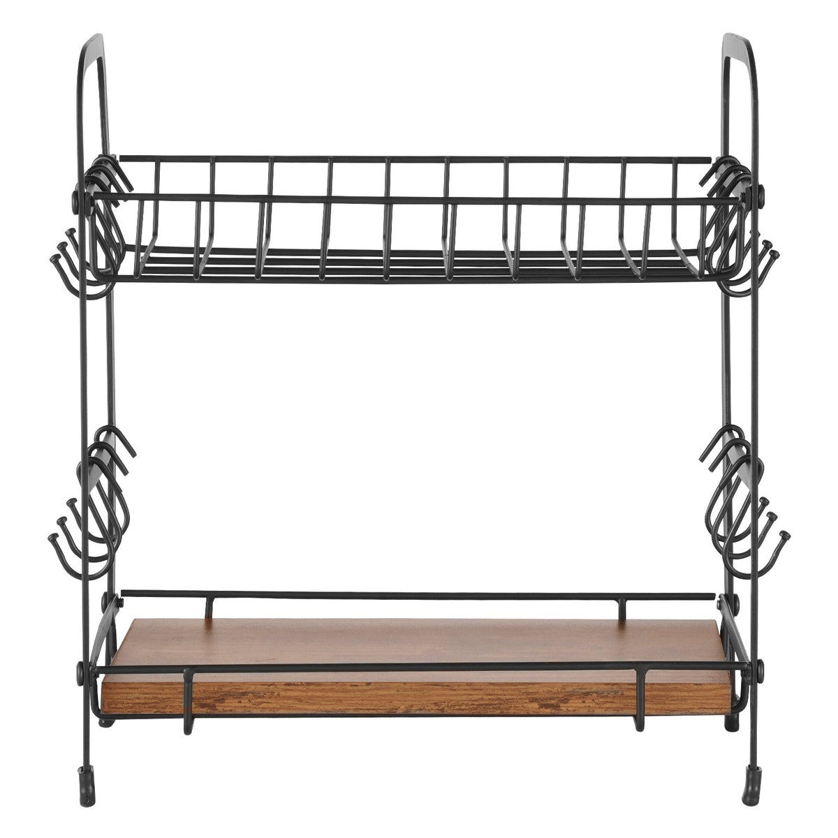 Coffee Bar Organizer 2 Tier Countertop Mug Holder 2 Shelves 12 Hooks
