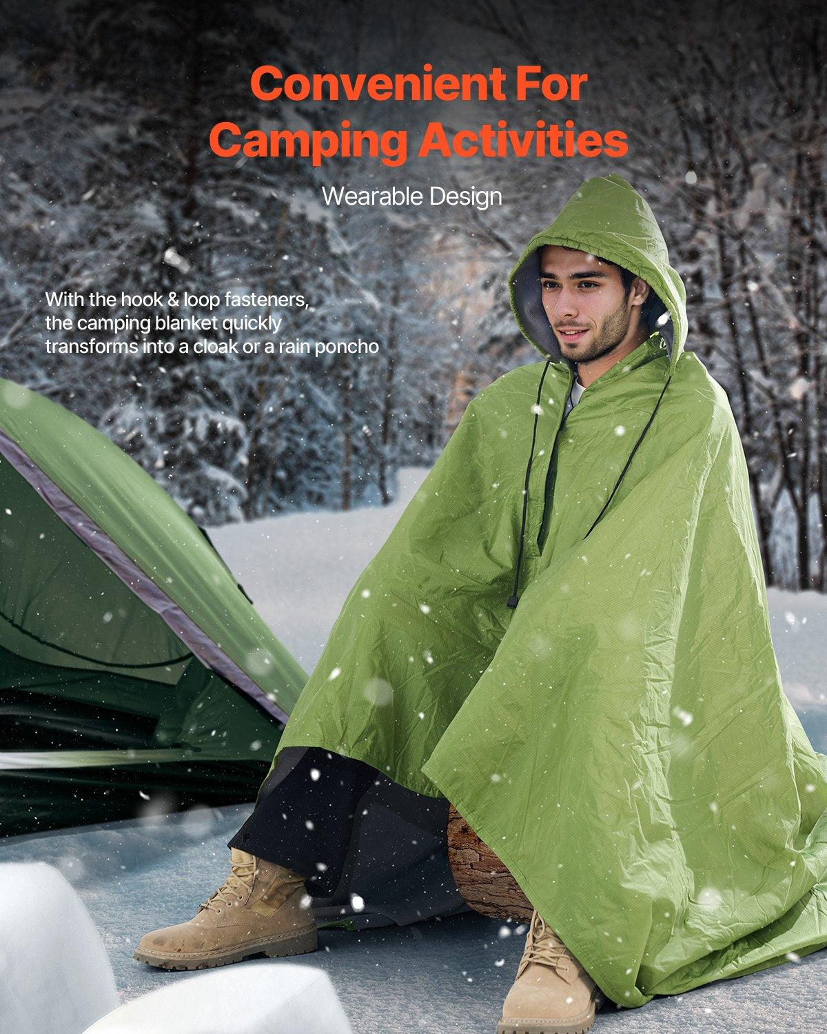 Wearable Waterproof Camping Blanket 2m x 1.5m For Picnic & Travel