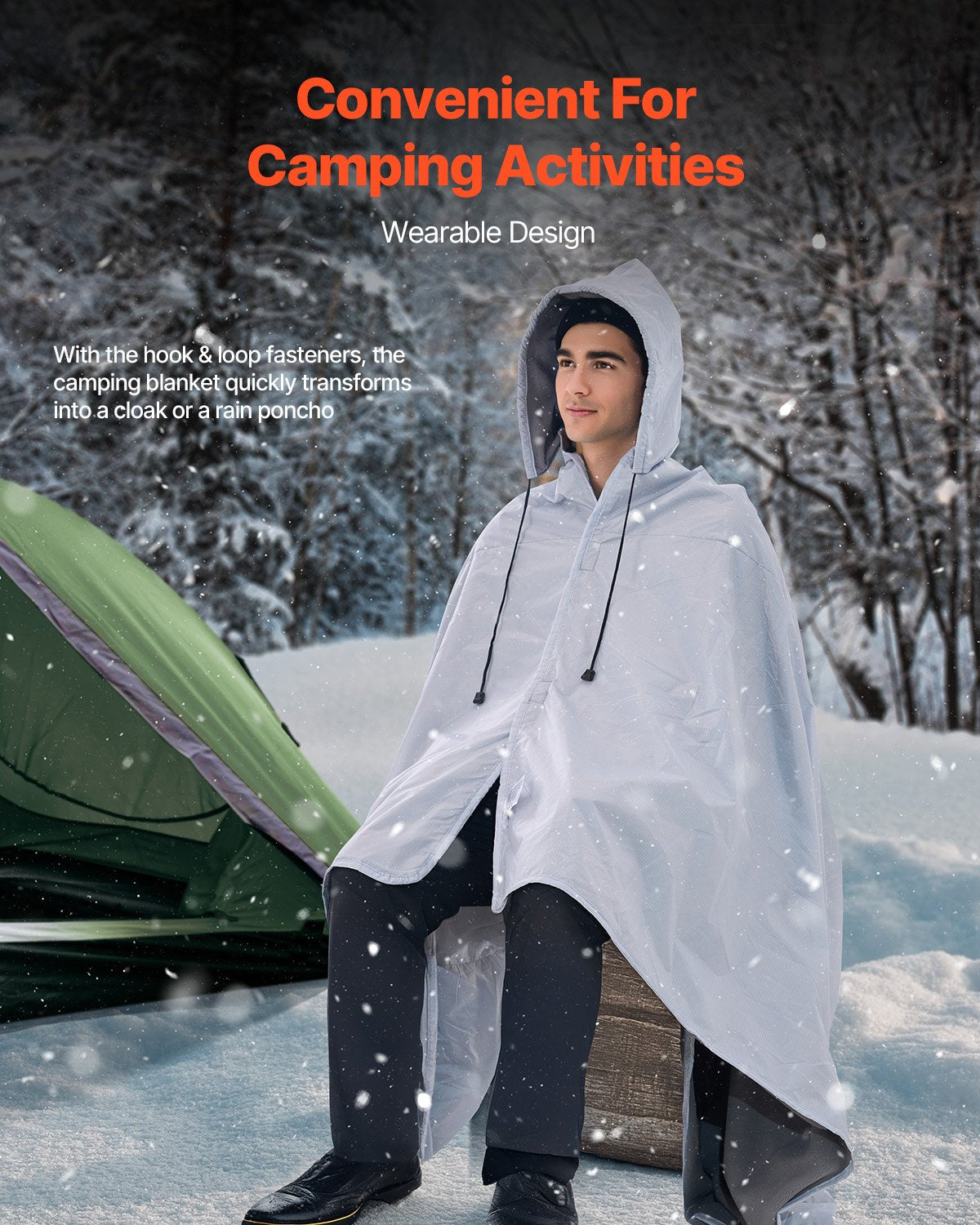 Wearable Waterproof Camping Blanket 2m x 1.5m ForPicnic & Travel