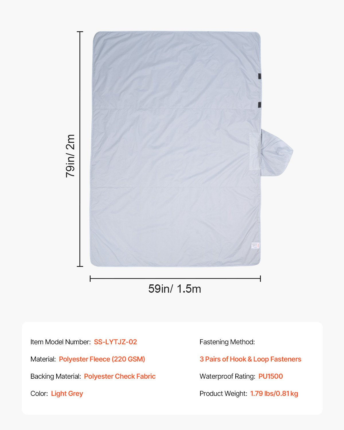 Wearable Waterproof Camping Blanket 2m x 1.5m ForPicnic & Travel
