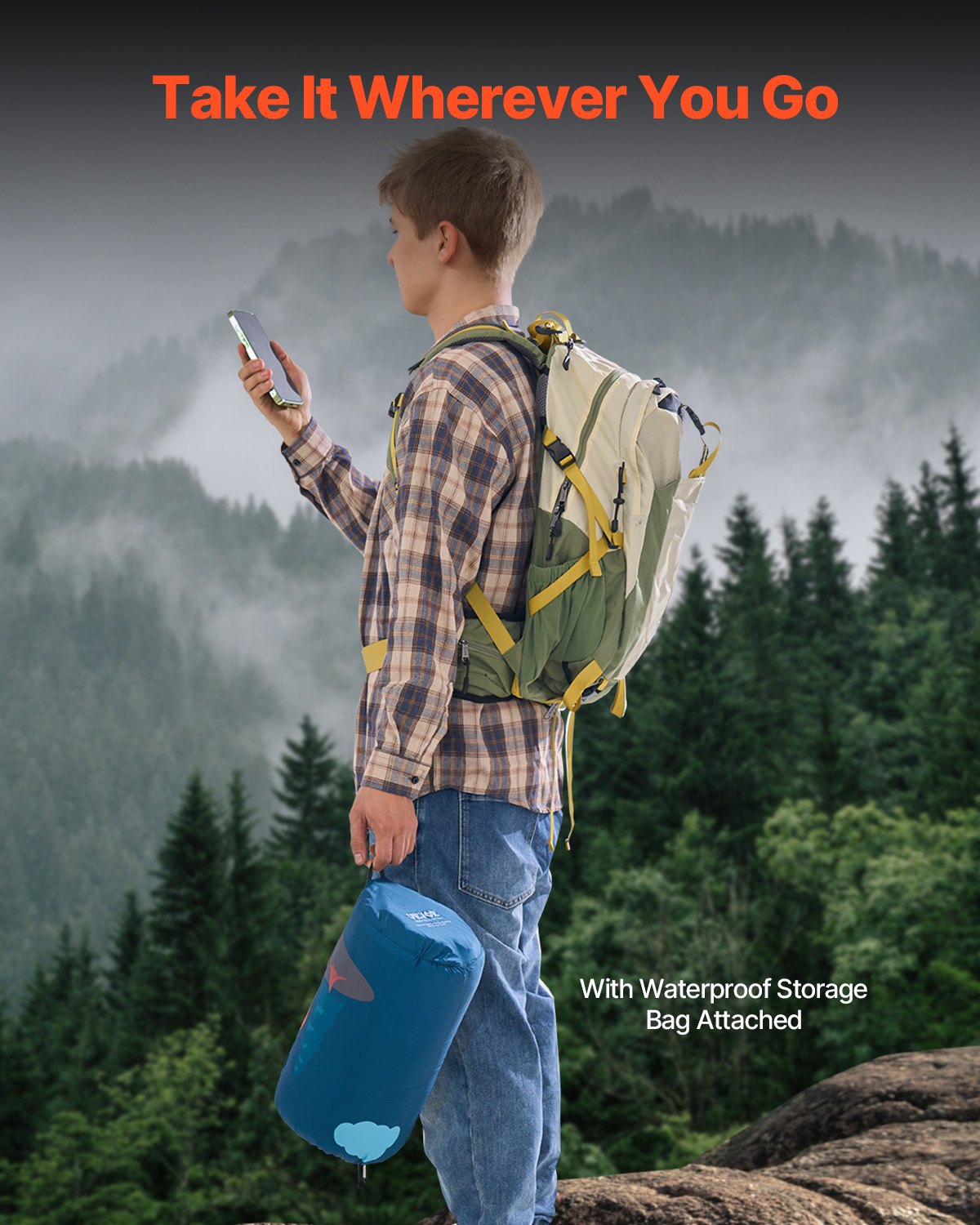 Wearable Waterproof Camping Blanket 1.9m x 1.32m For Picnic & Travel