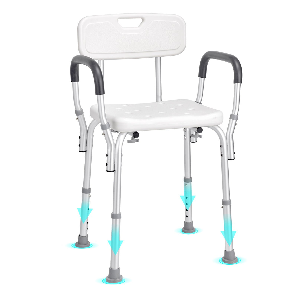 Shower Chair with Back Adjustable Height Non-Slip Bath Seat for Elderly 158.8kg