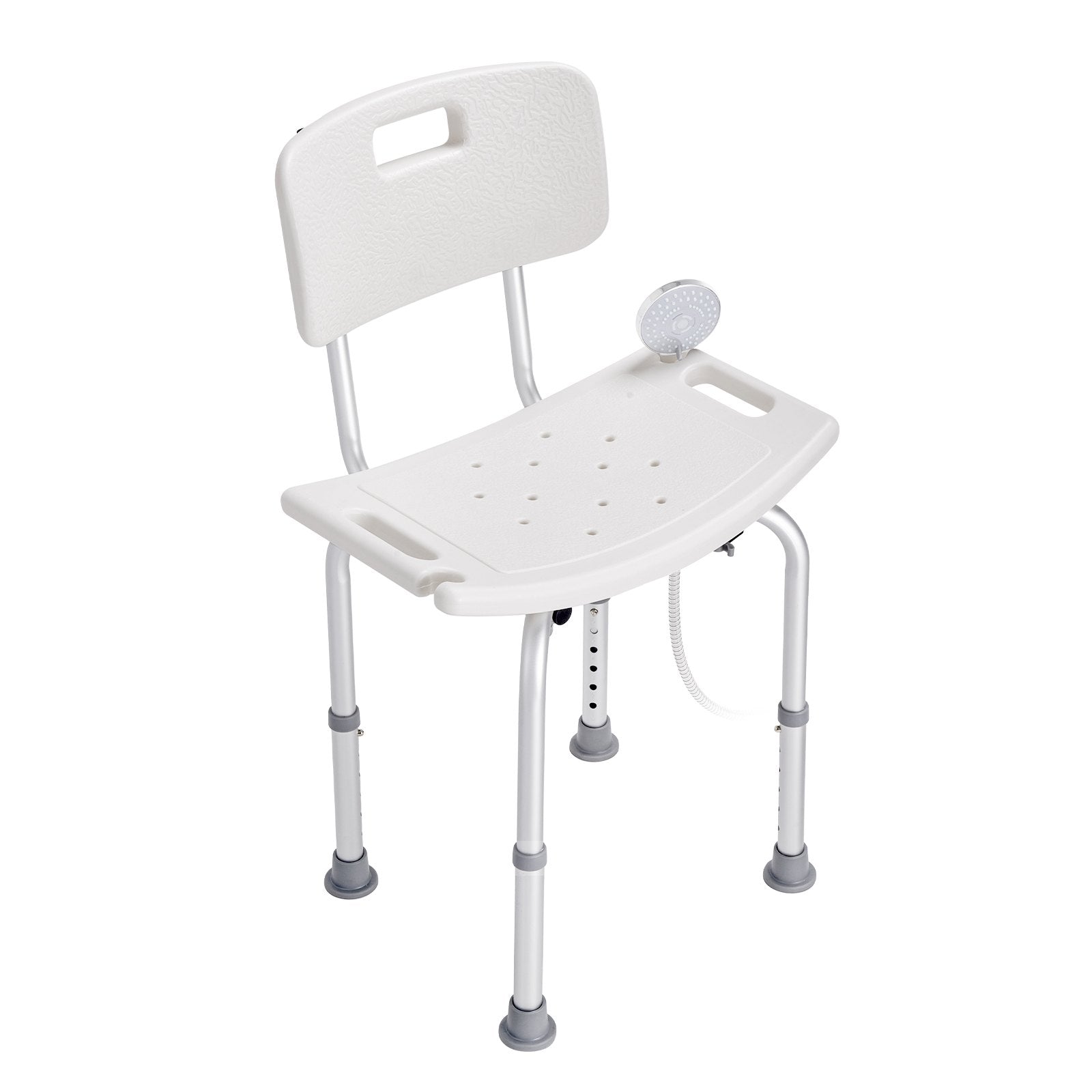Shower Chair with Back Adjustable Height Non-Slip Bath Stool for Elderly 158.8kg