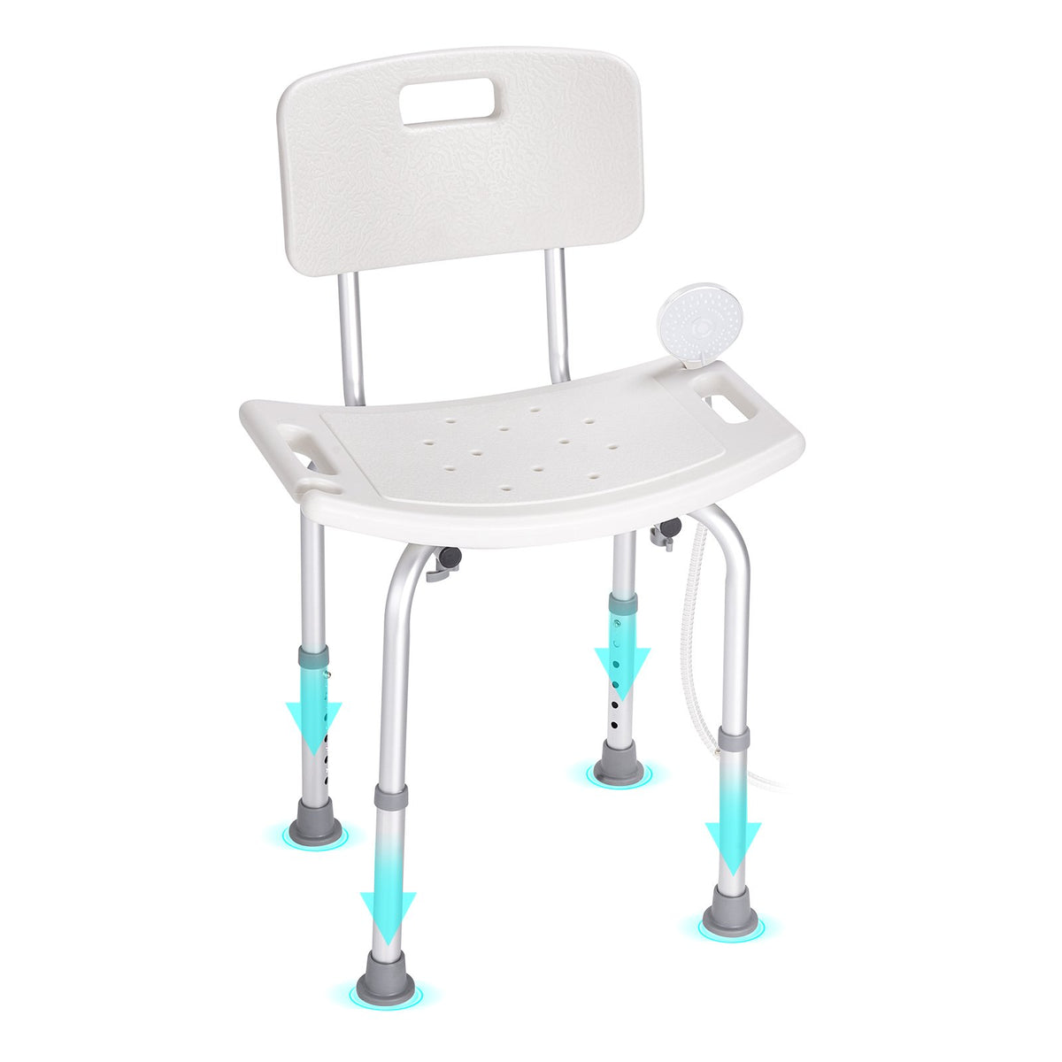 Shower Chair with Back Adjustable Height Non-Slip Bath Stool for Elderly 158.8kg