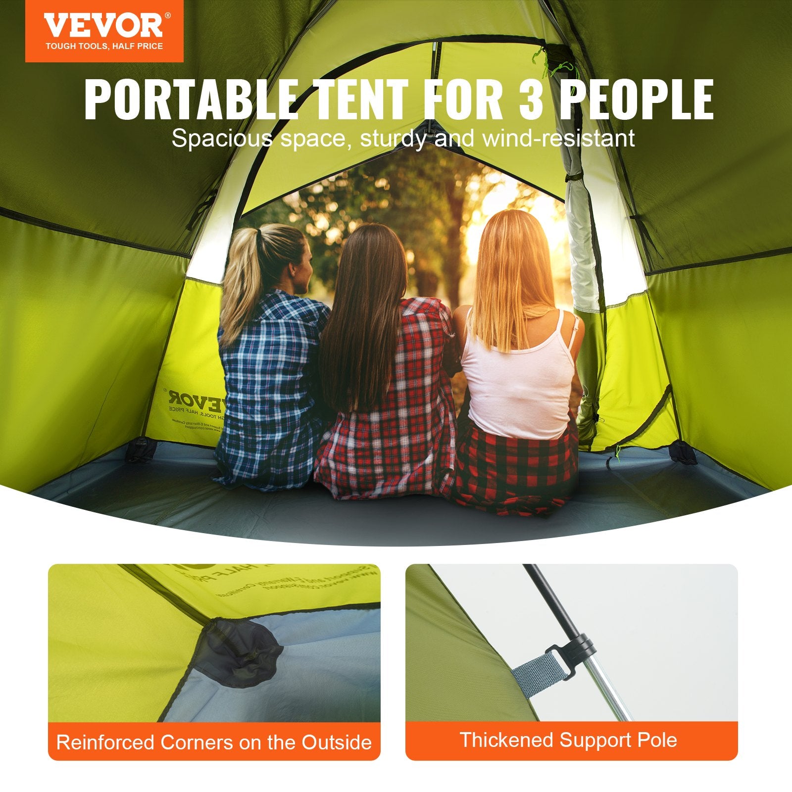 Camping Tent 7x7x4ft Waterproof Lightweight 6-Person Door Window Tent