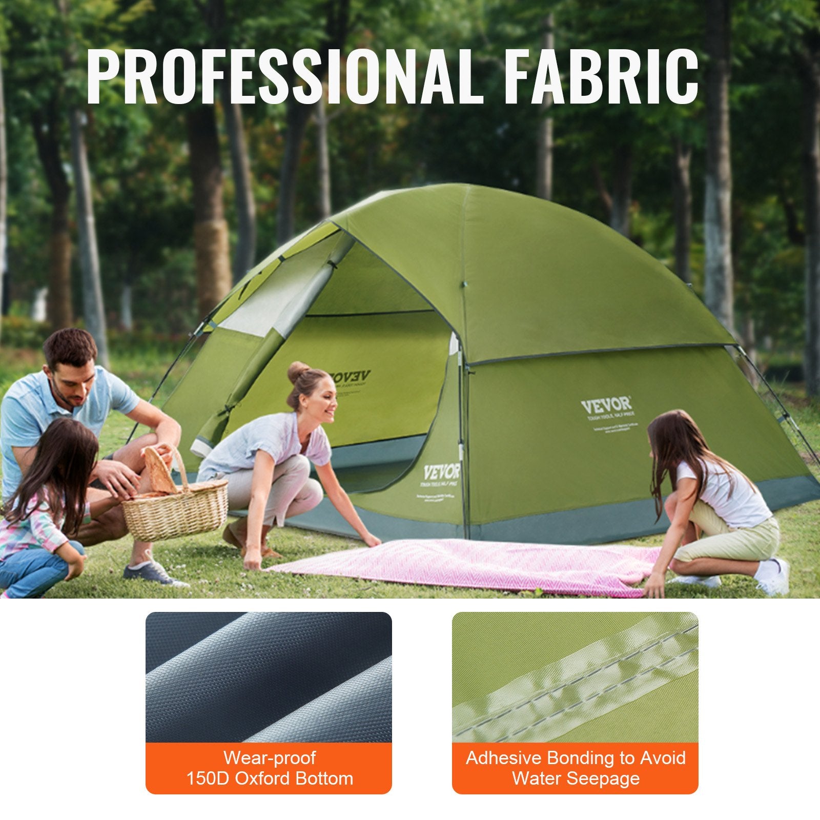 Camping Tent 7x7x4ft Waterproof Lightweight 6-Person Door Window Tent