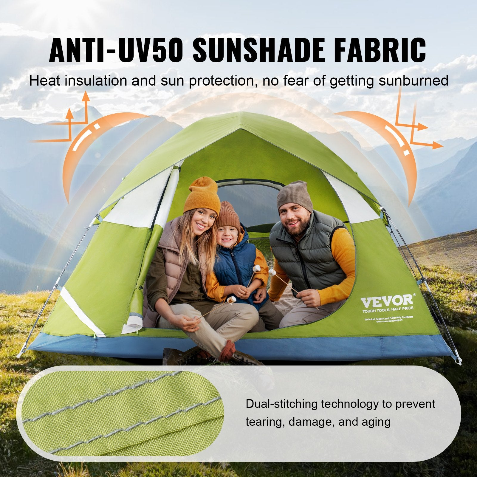 Camping Tent 7x7x4ft Waterproof Lightweight 6-Person Door Window Tent