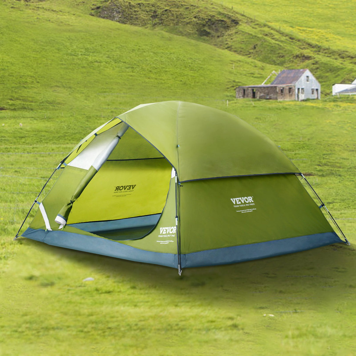 Camping Tent 7x7x4ft Waterproof Lightweight 6-Person Door Window Tent