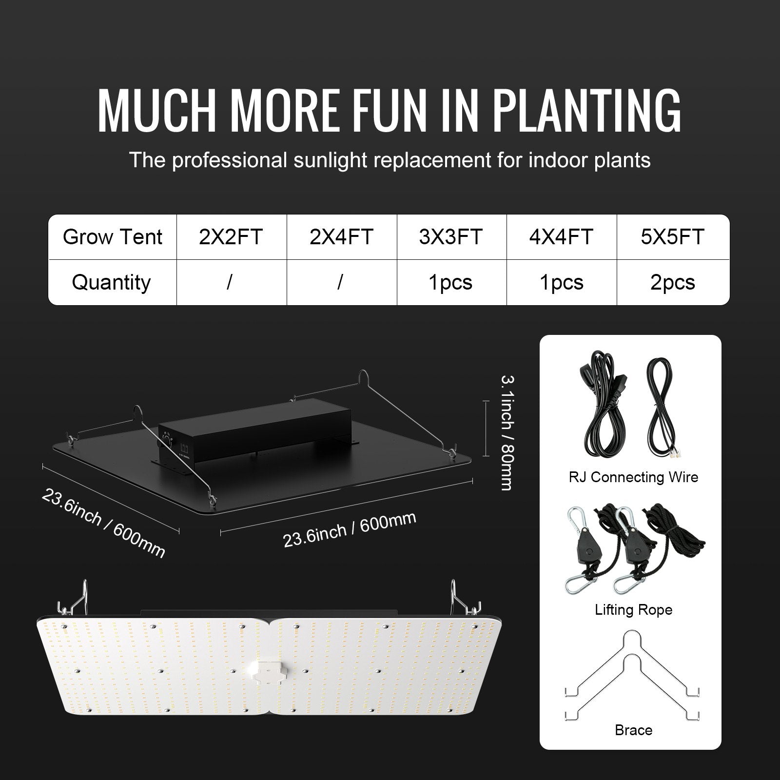 LED Grow Light 400W Full Spectrum Dimmable Samsung 2B1B for Indoor Plants
