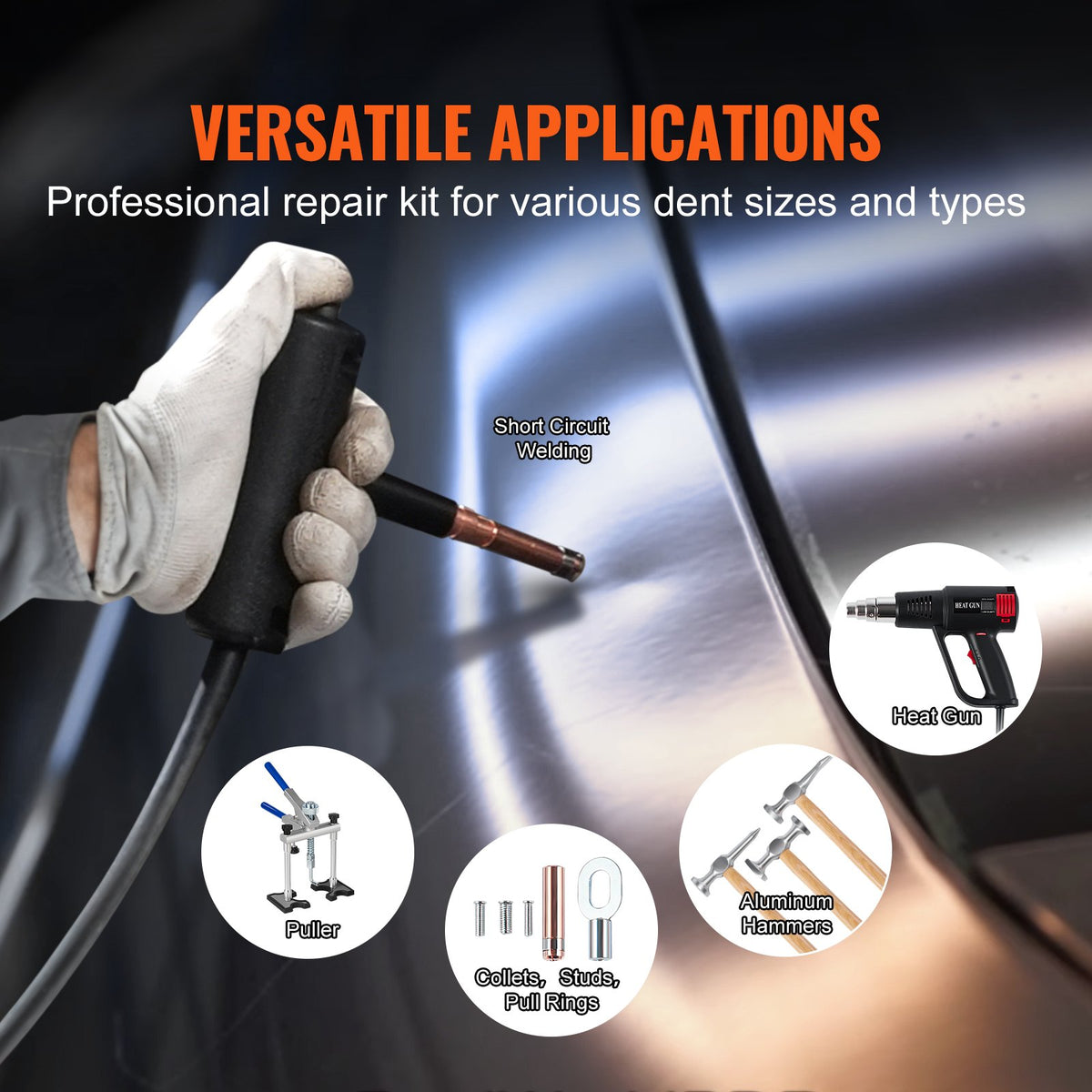 Spot Welder Dent Puller 300W Kit with Heat Gun for Aluminum Car Panels