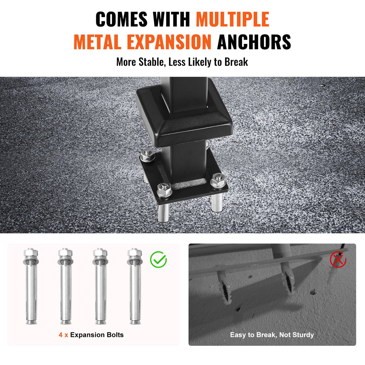 Handrail Outdoor 1-3 Steps 40.5x35.4 Metal U-Shaped Stair Rail Single Post