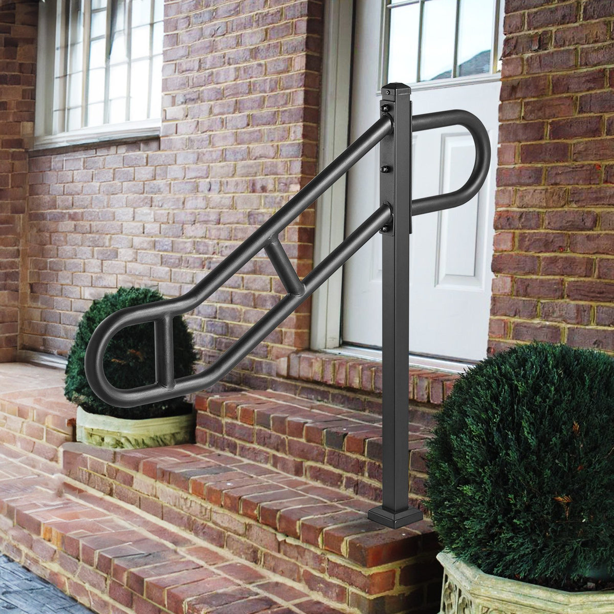 Handrail Outdoor 1-3 Steps 40.5x35.4 Metal U-Shaped Stair Rail Single Post