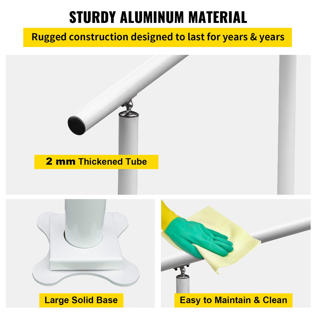 Handrail Outdoor Stairs 34 Inch Adjustable 0-60° White Aluminum Stair Railing