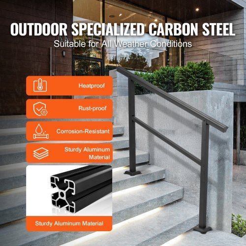 VEVOR Adjustable Outdoor Stair Aluminum Handrail 48 x 35.5 Inch Railing
