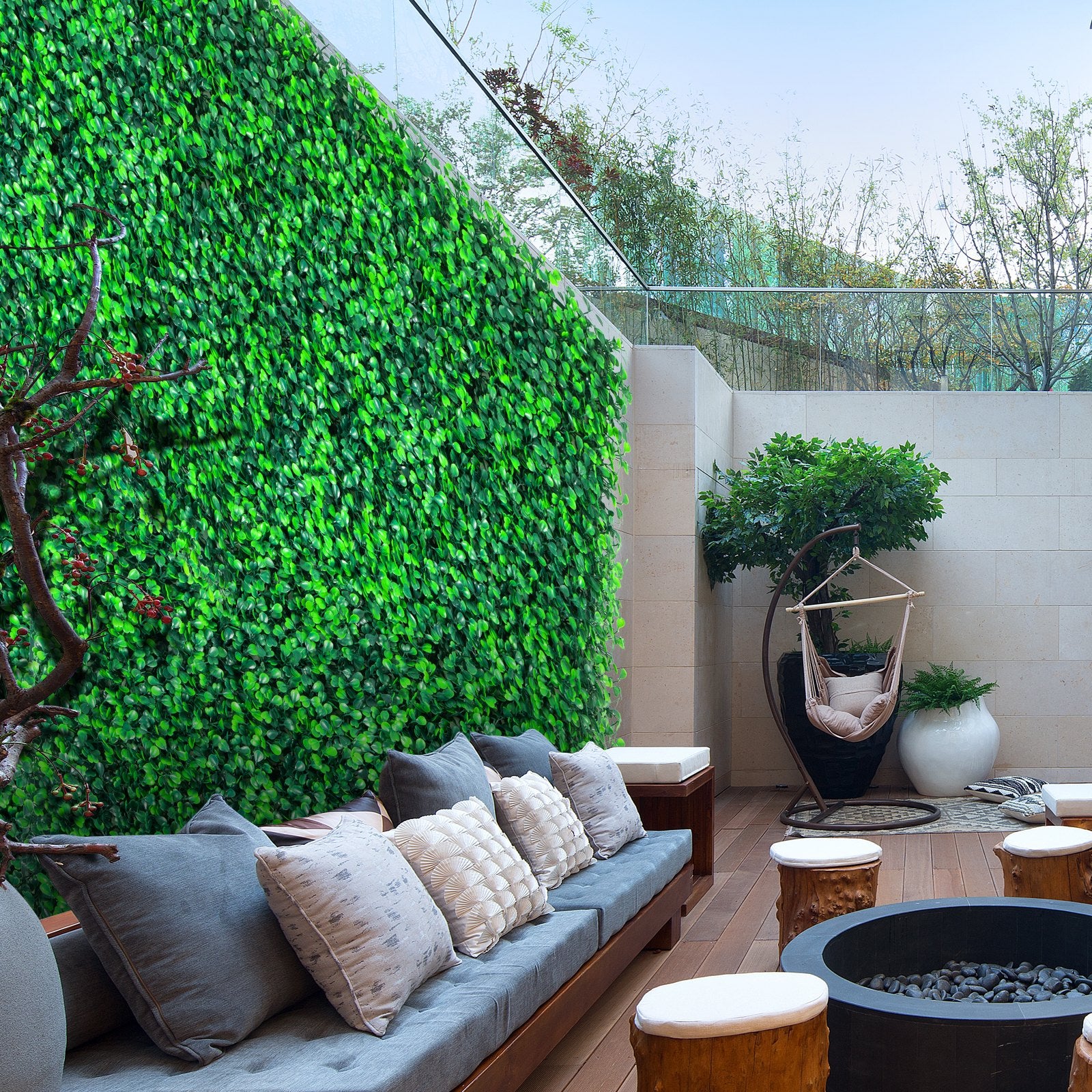 Artificial Boxwood Panels, 16-Pack 20"x20" Hedge Wall Panels for Indoor Outdoor