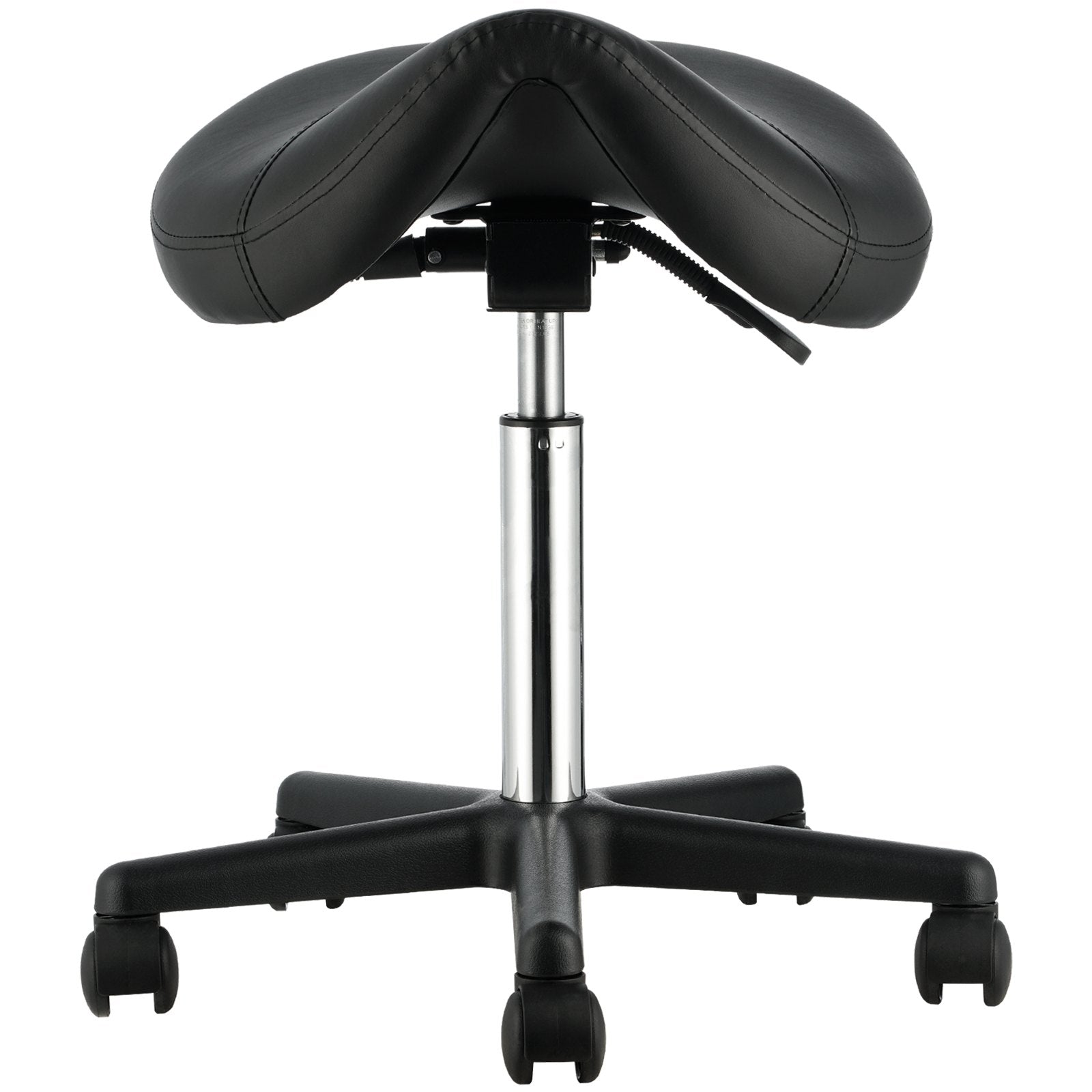 Saddle Stool Ergonomic Height Adjustable PU Leather Swivel Wheels 400lbs Black