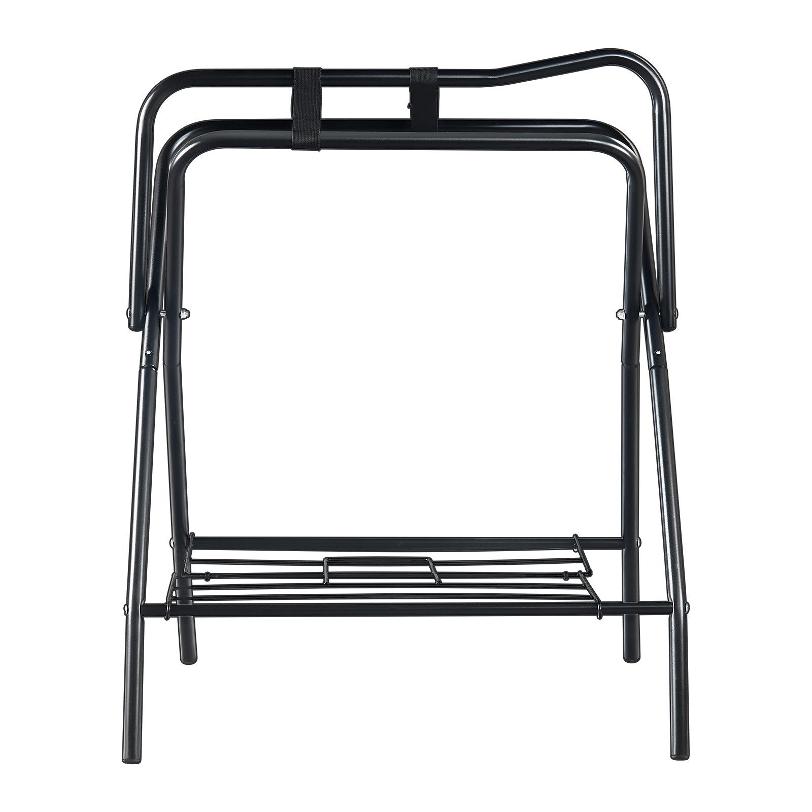 28x19x37.5in Folding Saddle Rack Heavy Duty Steel Freestanding Tack Stand Black