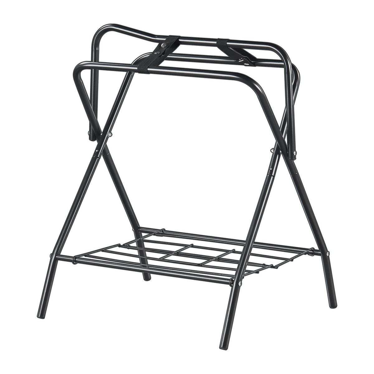 28x19x37.5in Folding Saddle Rack Heavy Duty Steel Freestanding Tack Stand Black