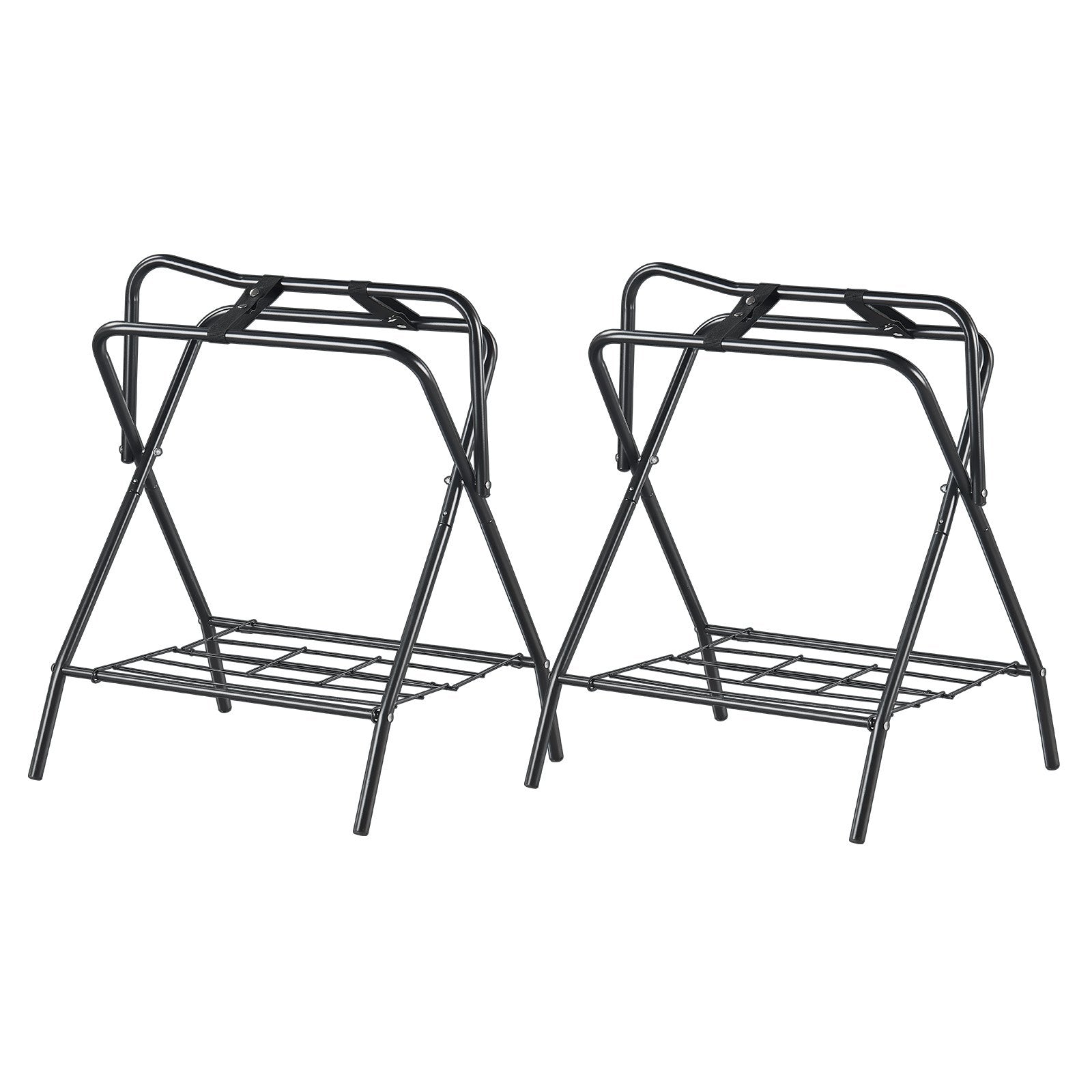 Folding Saddle Rack 28x19x37.5in 2Pack Freestanding Heavy Duty Steel Stand Black