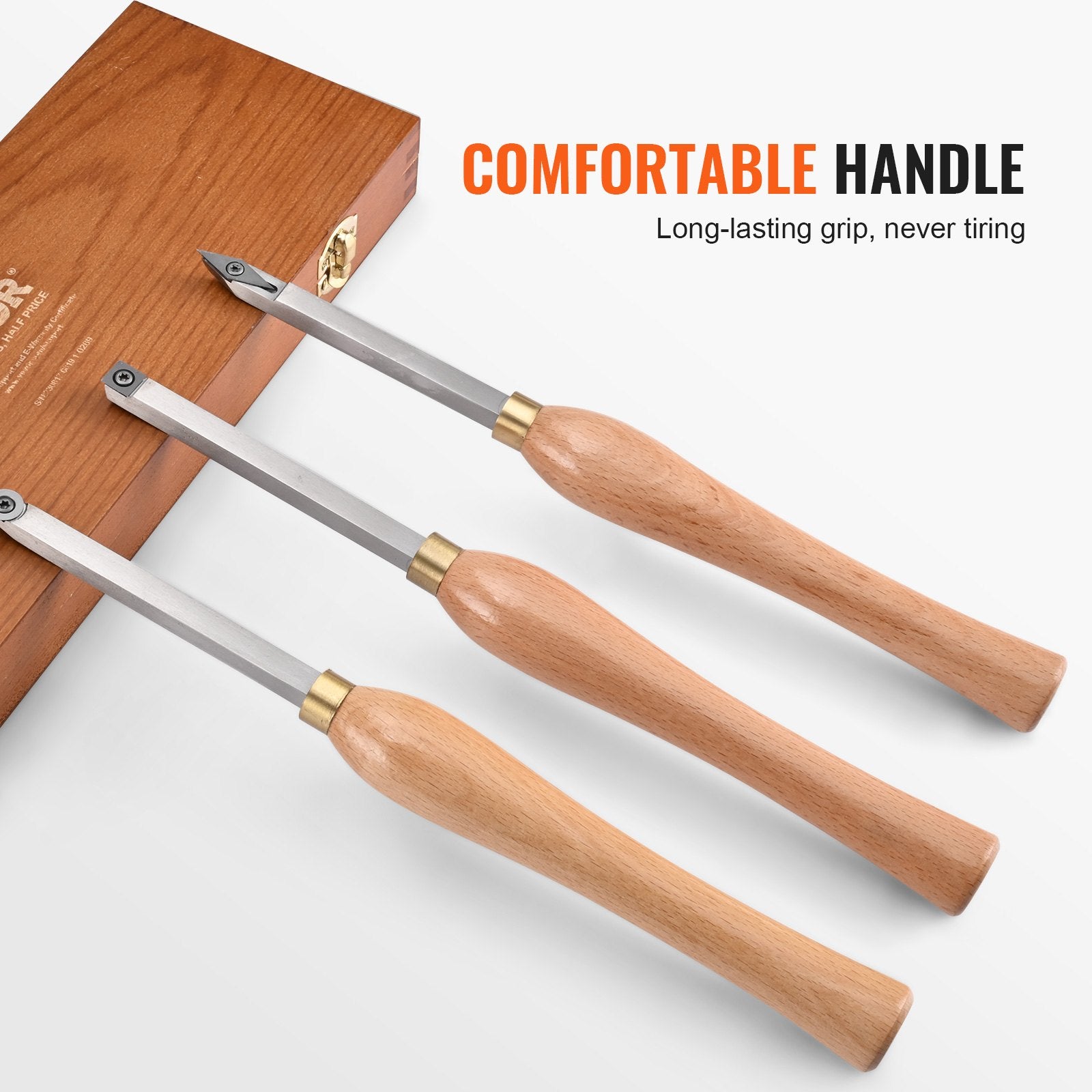 Wood Lathe Chisel Set 3PCS Turning Tools Carbide Blades with Wooden Box