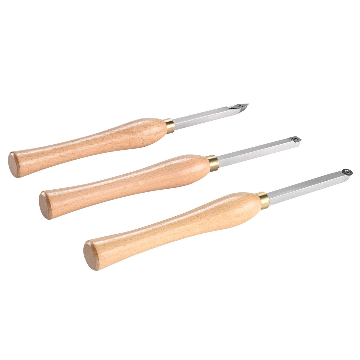 Wood Lathe Chisel Set 3PCS Turning Tools Carbide Blades with Wooden Box