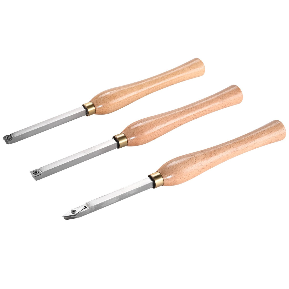 Wood Lathe Chisel Set 3PCS Turning Tools Carbide Blades with Wooden Box